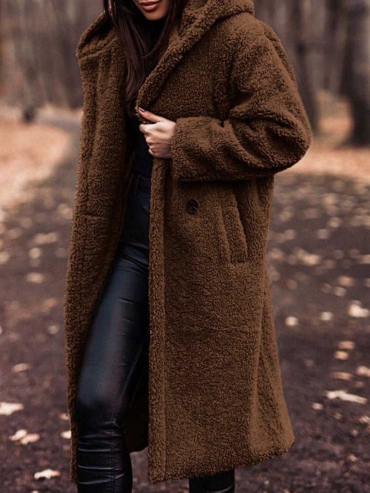 Women's Coats Solid Pocket Long Sleeve Hooded Wool Coat - Coats - Instastyled | Online Fashion Free Shipping Clothing, Dresses, Tops, Shoes - 16/09/2022 - COA2209161420 - Coats