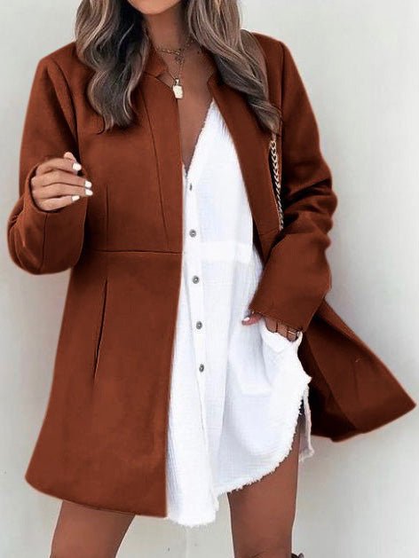 Women's Coats Solid Pocket Slim Fit Wool Coat - Coats - Instastyled | Online Fashion Free Shipping Clothing, Dresses, Tops, Shoes - 22/08/2022 - 40-50 - COA2208221382