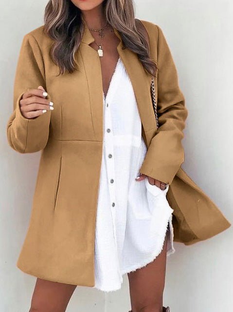 Women's Coats Solid Pocket Slim Fit Wool Coat - Coats - Instastyled | Online Fashion Free Shipping Clothing, Dresses, Tops, Shoes - 22/08/2022 - 40-50 - COA2208221382