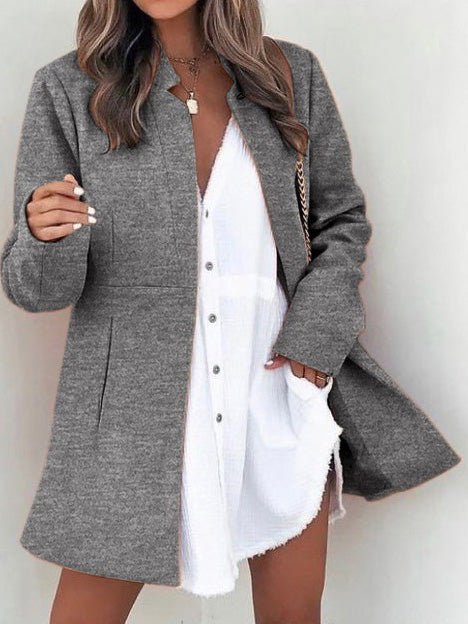 Women's Coats Solid Pocket Slim Fit Wool Coat - Coats - Instastyled | Online Fashion Free Shipping Clothing, Dresses, Tops, Shoes - 22/08/2022 - 40-50 - COA2208221382