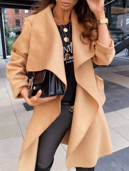 Women's Coats Solid Tie Long Sleeve Wool Coat - Coats - Instastyled | Online Fashion Free Shipping Clothing, Dresses, Tops, Shoes - 14/09/2022 - COA2209141416 - Coats