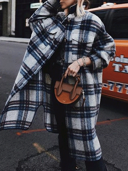 Women's Coats Temperament Lapel Long Sleeve Plaid Coat - Coats & Jackets - INS | Online Fashion Free Shipping Clothing, Dresses, Tops, Shoes - 29/09/2021 - COA2109291177 - Coats & Jackets