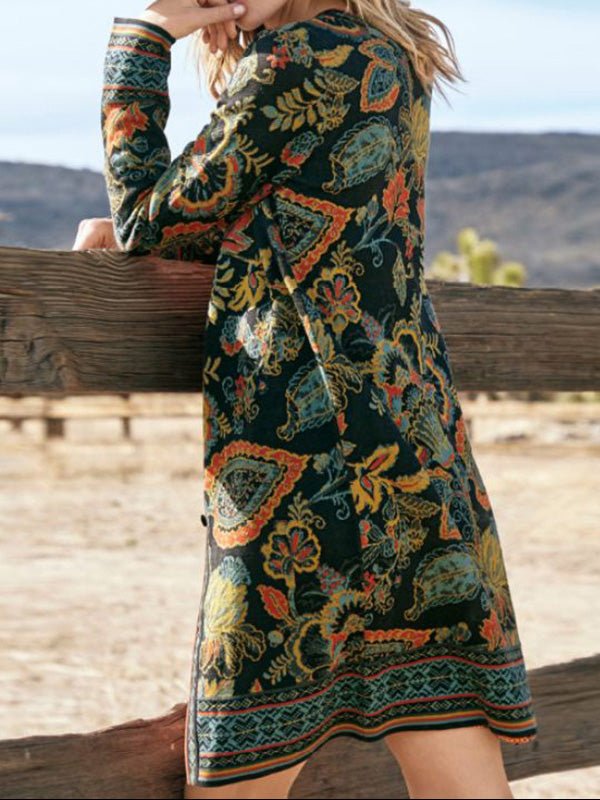 Women's Coats Vintage Print Long Sleeve Long Coat - Coats - Instastyled | Online Fashion Free Shipping Clothing, Dresses, Tops, Shoes - 08/09/2022 - COA2209081408 - Coats