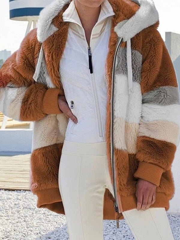 Women's Coats Warm Plush Patchwork Loose Coat - Coats - Instastyled | Online Fashion Free Shipping Clothing, Dresses, Tops, Shoes - 20-30 - 27/12/2022 - COA2212271486