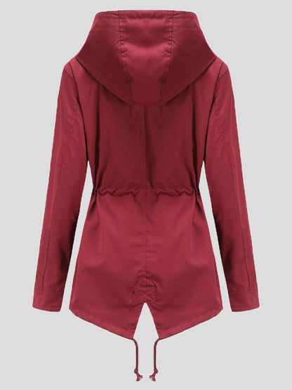 Women's Coats Zip Drawstring Outdoor Rainproof Hooded Jacket - Coats & Jackets - INS | Online Fashion Free Shipping Clothing, Dresses, Tops, Shoes - 27/08/2021 - COA2108271121 - Coats & Jackets