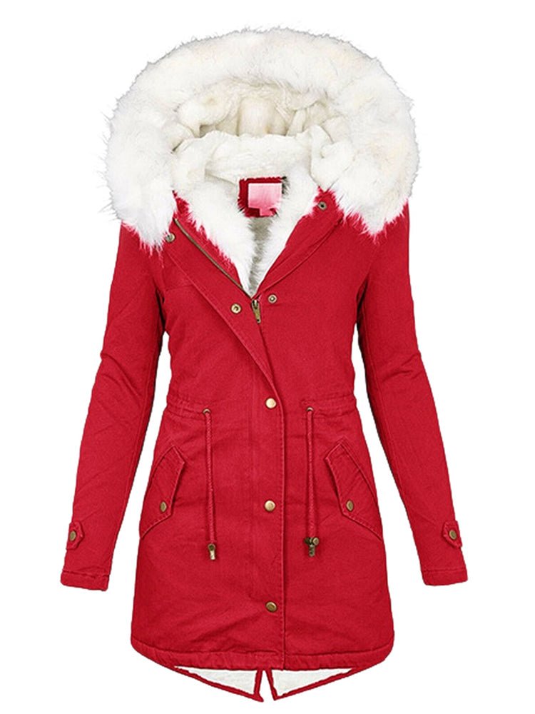 Women's Coats Zip Pocket Fur Collar Hooded Thermal Fleece Coat - Coats - Instastyled | Online Fashion Free Shipping Clothing, Dresses, Tops, Shoes - 05/11/2022 - COA2211051457 - Coats