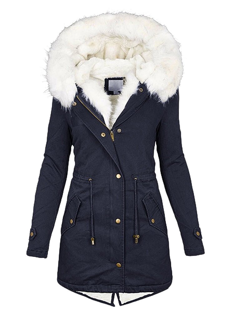 Women's Coats Zip Pocket Fur Collar Hooded Thermal Fleece Coat - Coats - Instastyled | Online Fashion Free Shipping Clothing, Dresses, Tops, Shoes - 05/11/2022 - COA2211051457 - Coats