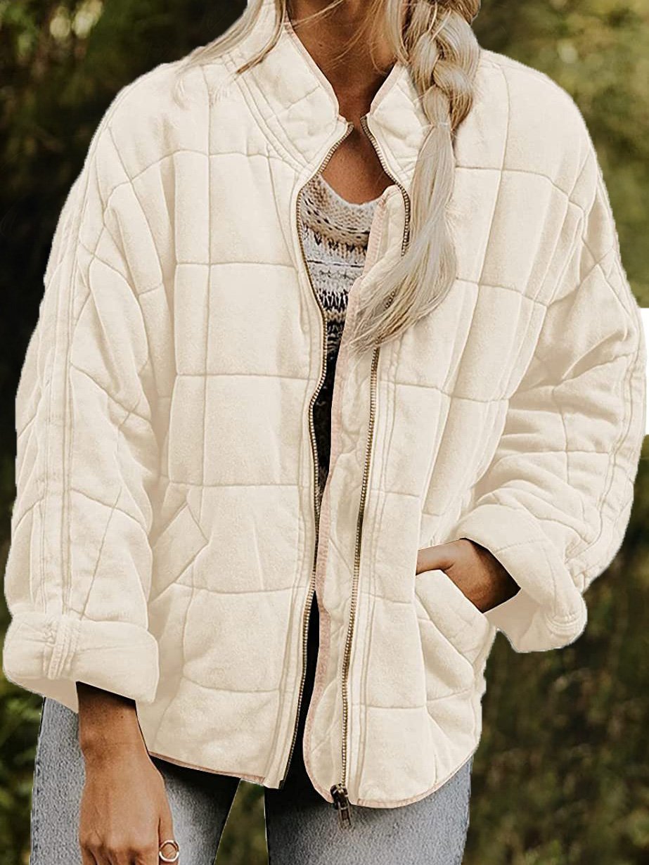 Women's Coats Zipper Pocket Long Sleeve Stand Collar Cotton Coat - Coats & Jackets - INS | Online Fashion Free Shipping Clothing, Dresses, Tops, Shoes - 26/09/2021 - 40-50 - COA2109261165