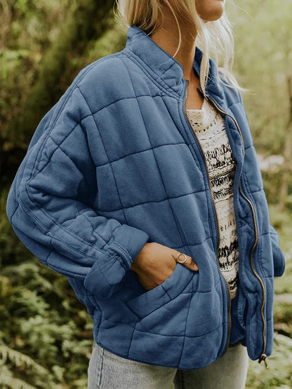 Women's Coats Zipper Pocket Long Sleeve Stand Collar Cotton Coat - Coats & Jackets - INS | Online Fashion Free Shipping Clothing, Dresses, Tops, Shoes - 26/09/2021 - 40-50 - COA2109261165