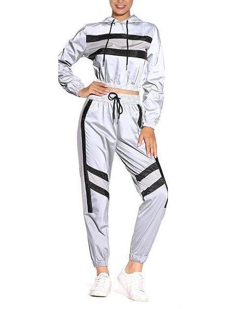 Women's Contrasting Color Patchwork Leisure Suit - Sweatshirts - INS | Online Fashion Free Shipping Clothing, Dresses, Tops, Shoes - Color_White - Hoodies - Loungewear
