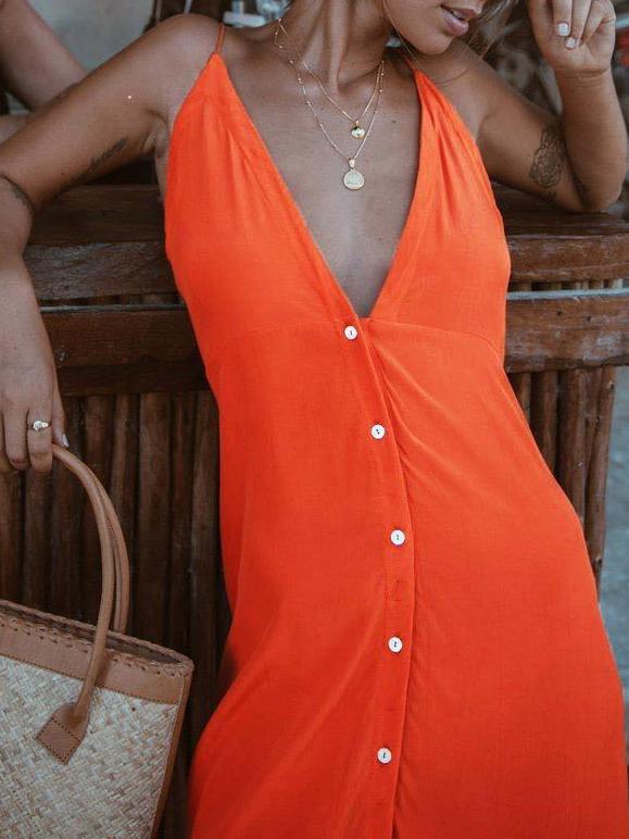 Women's Deep V Body-hugging Dress - Dresses - INS | Online Fashion Free Shipping Clothing, Dresses, Tops, Shoes - Color_Green - Color_Orange - dress