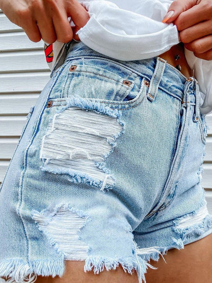 Women's Denim Shorts Casual Mouth Bite Bullet Print Denim Short - Denim Shorts - Instastyled | Online Fashion Free Shipping Clothing, Dresses, Tops, Shoes - 02/06/2022 - 30-40 - Bottoms