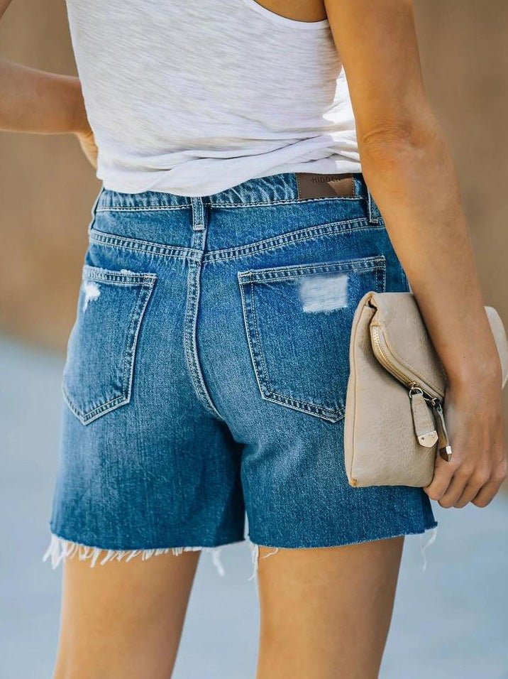 Women's Denim Shorts Casual Ripped Straight Denim Shorts - Denim Shorts - Instastyled | Online Fashion Free Shipping Clothing, Dresses, Tops, Shoes - 20-30 - 24/02/2022 - Bottoms