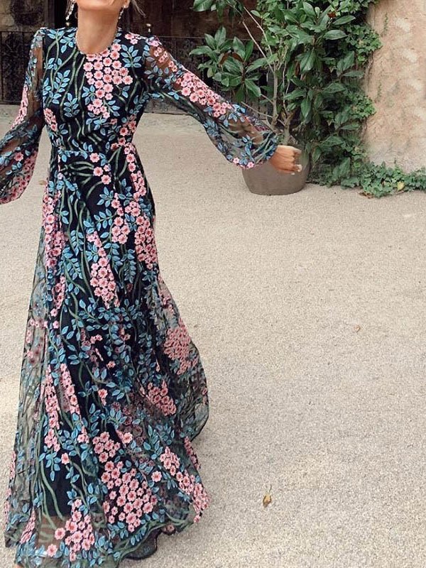 Women's Dresses Bare Back Long Sleeve Print Dress - Maxi Dresses - Instastyled | Online Fashion Free Shipping Clothing, Dresses, Tops, Shoes - 23/08/2022 - color-multi - color-multicolor