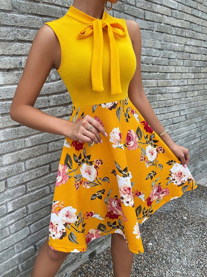 Women's Dresses Bow Tie Print Sleeveless Dress - Mini Dresses - Instastyled | Online Fashion Free Shipping Clothing, Dresses, Tops, Shoes - 09/05/2022 - Color_Black - Color_Blue