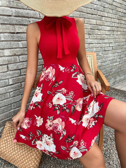 Women's Dresses Bow Tie Print Sleeveless Dress - Mini Dresses - Instastyled | Online Fashion Free Shipping Clothing, Dresses, Tops, Shoes - 09/05/2022 - Color_Black - Color_Blue