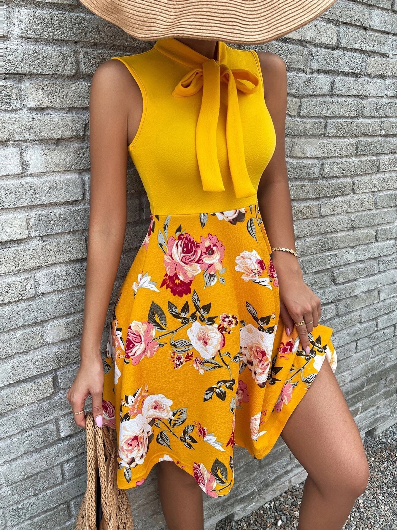 Women's Dresses Bow Tie Print Sleeveless Dress - Mini Dresses - Instastyled | Online Fashion Free Shipping Clothing, Dresses, Tops, Shoes - 09/05/2022 - Color_Black - Color_Blue