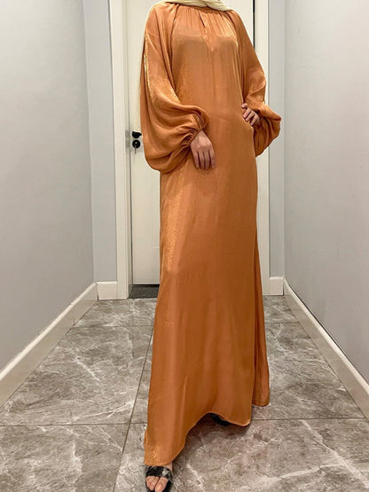 Women's Dresses Bright Silk Stand Collar Balloon Sleeve Dress - Maxi Dresses - Instastyled | Online Fashion Free Shipping Clothing, Dresses, Tops, Shoes - 08/09/2022 - 20-30 - Casual Dresses
