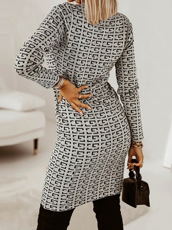 Women's Dresses Buttoned Long Sleeve Slim Fit Knit Dress - Midi Dresses - Instastyled | Online Fashion Free Shipping Clothing, Dresses, Tops, Shoes - 25/08/2022 - Casual Dresses - Color_Apricot