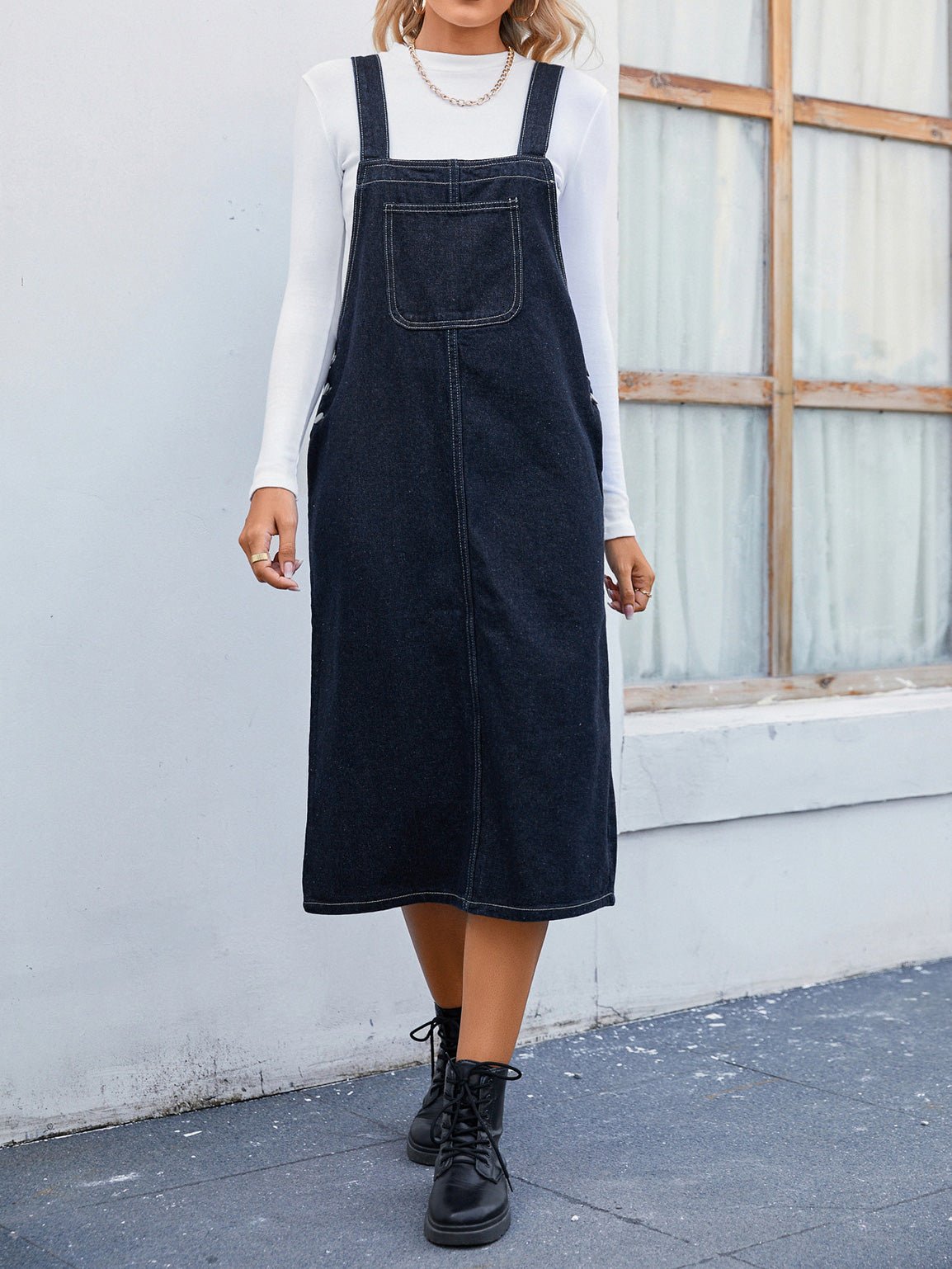 Women's Dresses Casual Pocket Denim Suspender Dress - Maxi Dresses - Instastyled | Online Fashion Free Shipping Clothing, Dresses, Tops, Shoes - 20/09/2022 - 40-50 - color-blue