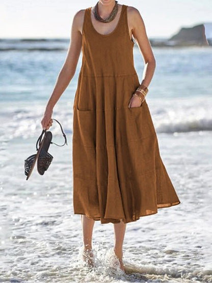 Women's Dresses Casual Solid Pocket Sleeveless Dress - Maxi Dresses - Instastyled | Online Fashion Free Shipping Clothing, Dresses, Tops, Shoes - 29/06/2022 - 30-40 - Casual Dresses