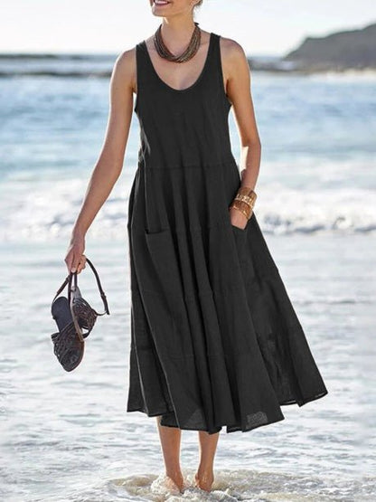 Women's Dresses Casual Solid Pocket Sleeveless Dress - Maxi Dresses - Instastyled | Online Fashion Free Shipping Clothing, Dresses, Tops, Shoes - 29/06/2022 - 30-40 - Casual Dresses