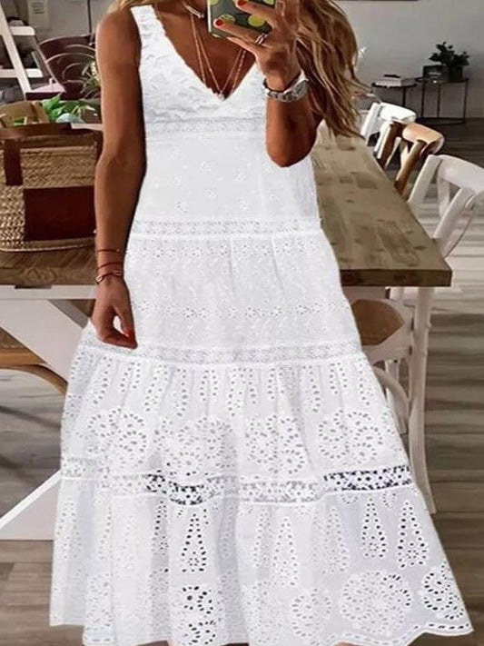 Women's Dresses Casual V-Neck Lace Sleeveless Dress - Maxi Dresses - Instastyled | Online Fashion Free Shipping Clothing, Dresses, Tops, Shoes - 01/03/2022 - 30-40 - Casual Dresses