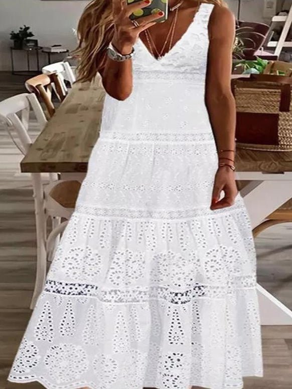 Women's Dresses Casual V-Neck Lace Sleeveless Dress - Maxi Dresses - Instastyled | Online Fashion Free Shipping Clothing, Dresses, Tops, Shoes - 01/03/2022 - 30-40 - Casual Dresses