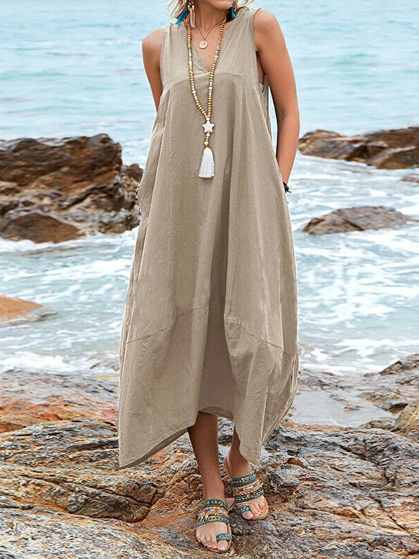 Women's Dresses Casual V-Neck Sleeveless Pocket Dress - Maxi Dresses - Instastyled | Online Fashion Free Shipping Clothing, Dresses, Tops, Shoes - 24/05/2022 - 30-40 - Casual Dresses