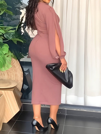 Women's Dresses Crew Neck Hollow Long Sleeve Slim Fit Dress - Maxi Dresses - Instastyled | Online Fashion Free Shipping Clothing, Dresses, Tops, Shoes - 12/08/2022 - Bodycon Dresses - Color_Black