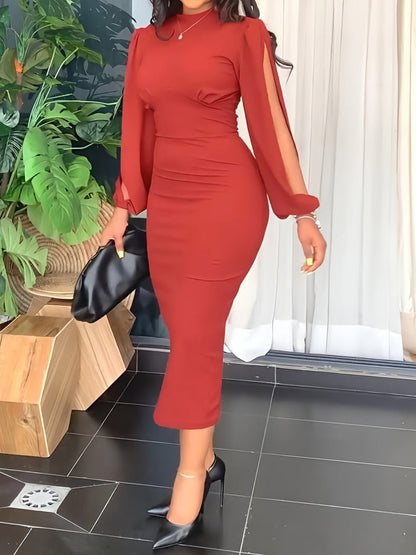 Women's Dresses Crew Neck Hollow Long Sleeve Slim Fit Dress - Maxi Dresses - Instastyled | Online Fashion Free Shipping Clothing, Dresses, Tops, Shoes - 12/08/2022 - Bodycon Dresses - Color_Black