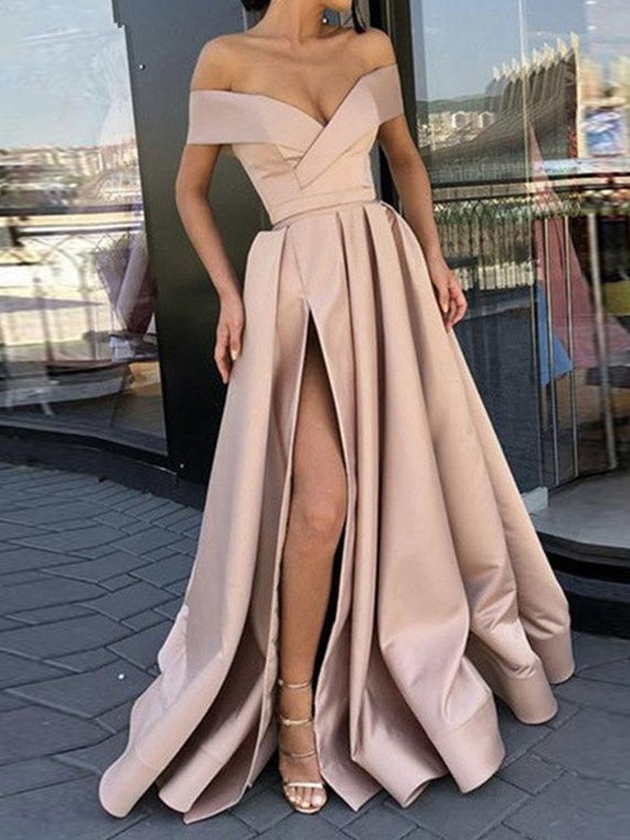Women's Dresses Deep V-Neck Slit Party Dresses - Maxi Dresses - Instastyled | Online Fashion Free Shipping Clothing, Dresses, Tops, Shoes - 18/01/2022 - color-apricot - color-black
