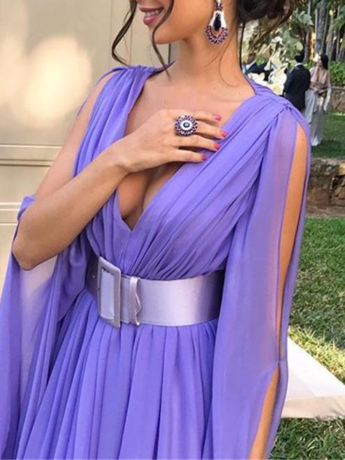 Women's Dresses Elegant Retro Deep V-Neck Party Evening Dress - Maxi Dresses - INS | Online Fashion Free Shipping Clothing, Dresses, Tops, Shoes - 29/11/2021 - color-purple - Color_Purple