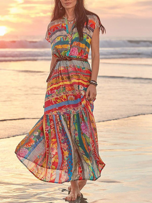 Women's Dresses Fashion Print Short Sleeve Dress - Maxi Dresses - Instastyled | Online Fashion Free Shipping Clothing, Dresses, Tops, Shoes - 31/03/2022 - 40-50 - color-multi
