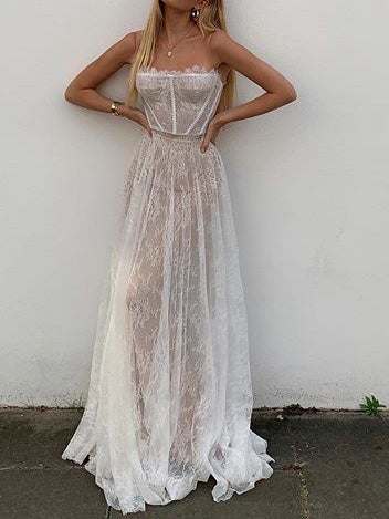 Women's Dresses Fashion Suspender Lace Maxi Dress - Maxi Dresses - Instastyled | Online Fashion Free Shipping Clothing, Dresses, Tops, Shoes - 17/01/2022 - 40-50 - color-apricot