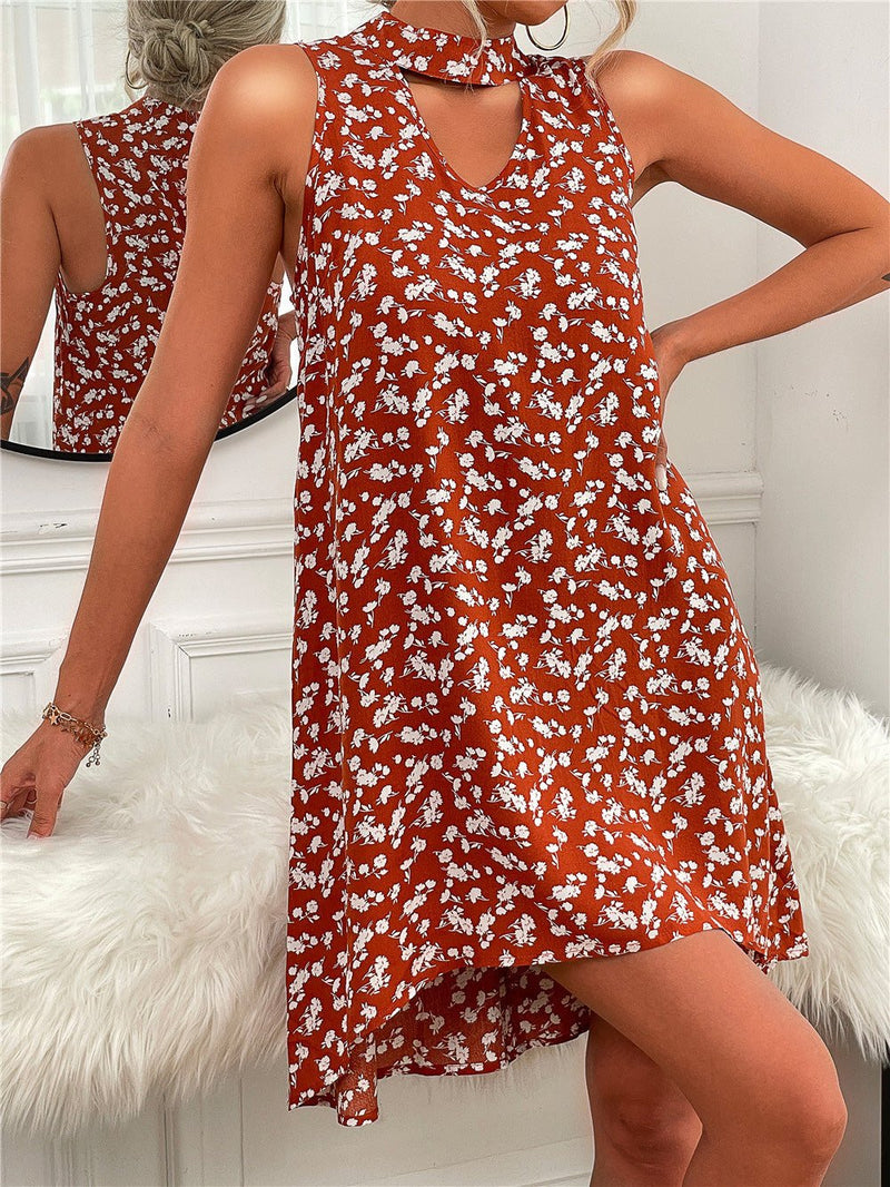Women's Dresses Floral Hollow Sleeveless Halter Dress - Mini Dresses - Instastyled | Online Fashion Free Shipping Clothing, Dresses, Tops, Shoes - 18/02/2022 - 20-30 - color-black
