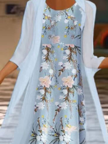 Women's Dresses Floral Print Half Sleeve Two Piece Dress - Maxi Dresses - Instastyled | Online Fashion Free Shipping Clothing, Dresses, Tops, Shoes - 19/01/2022 - 30-40 - Casual Dresses