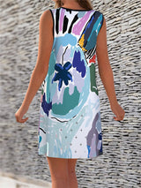 Women's Dresses Graffiti Printed Cross-Tie Sleeveless Dress - Mini Dresses - Instastyled | Online Fashion Free Shipping Clothing, Dresses, Tops, Shoes - 02/03/2022 - 30-40 - Casual Dresses
