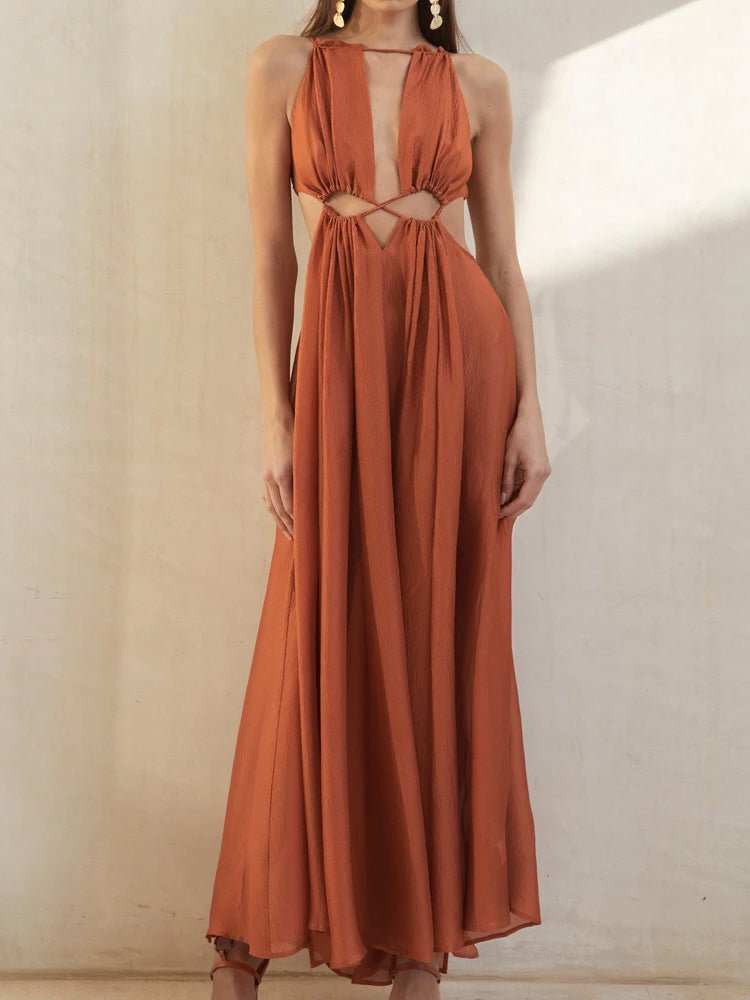 Women's Dresses Hollow Open-Back Lace-Up Dress - Maxi Dresses - Instastyled | Online Fashion Free Shipping Clothing, Dresses, Tops, Shoes - 23/09/2022 - 30-40 - casual-dresses