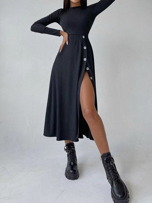 Women's Dresses Irregular Sexy Slit High Waist Midi Dress - Midi Dresses - Instastyled | Online Fashion Free Shipping Clothing, Dresses, Tops, Shoes - 29/11/2022 - 40-50 - color-black