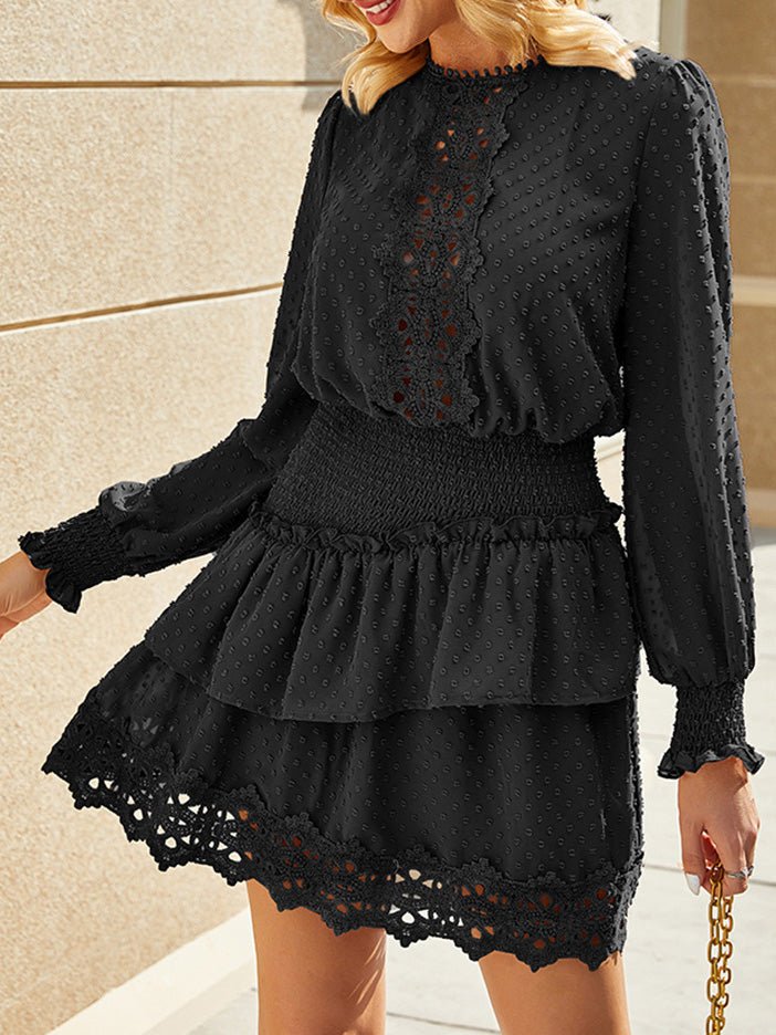Women's Dresses Lace Elastic Waist Jacquard Dress - Mini Dresses - Instastyled | Online Fashion Free Shipping Clothing, Dresses, Tops, Shoes - 22/09/2021 - 40-50 - ClearLabel1