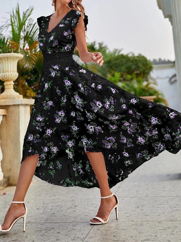 Women's Dresses Lace Print Irregular Sleeveless Dress - Maxi Dresses - Instastyled | Online Fashion Free Shipping Clothing, Dresses, Tops, Shoes - 30-40 - 30/05/2022 - color-black