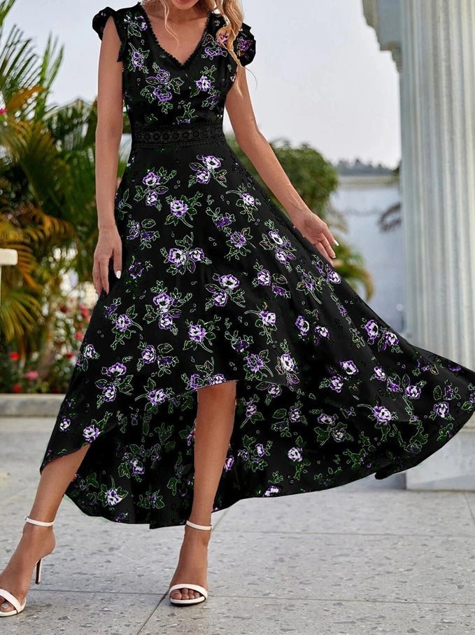 Women's Dresses Lace Print Irregular Sleeveless Dress - Maxi Dresses - Instastyled | Online Fashion Free Shipping Clothing, Dresses, Tops, Shoes - 30-40 - 30/05/2022 - color-black