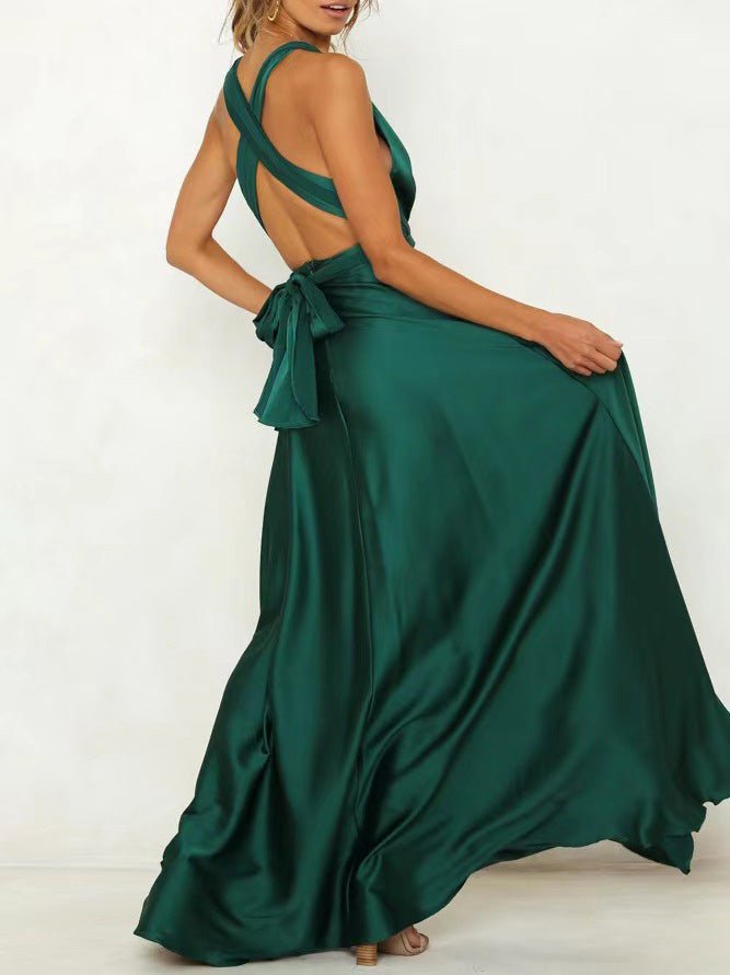 Women's Dresses Lace Up V-Neck Open Back Dress - Maxi Dresses - Instastyled | Online Fashion Free Shipping Clothing, Dresses, Tops, Shoes - 17/05/2021 - 30-40 - color-green