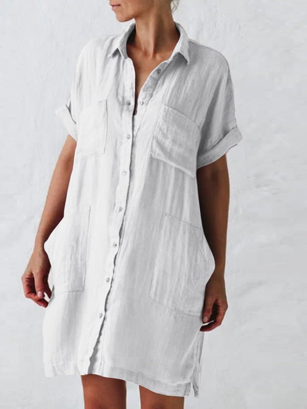 Women's Dresses Lapel Short Sleeve Pocket Shirt Dress - Mini Dresses - Instastyled | Online Fashion Free Shipping Clothing, Dresses, Tops, Shoes - 25/05/2022 - 30-40 - Casual Dresses