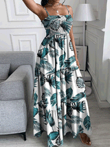 Women's Dresses Leaf Print High Waist Slip Dress - Maxi Dresses - Instastyled | Online Fashion Free Shipping Clothing, Dresses, Tops, Shoes - 10/01/2022 - 40-50 - color-black