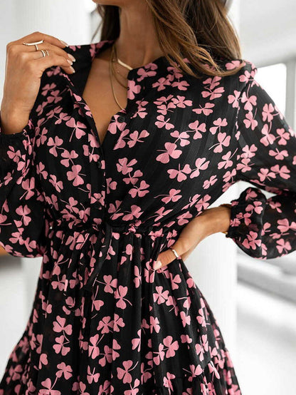 Women's Dresses Long Sleeve Button Print Mini Dress - Mini Dresses - INS | Online Fashion Free Shipping Clothing, Dresses, Tops, Shoes - 20-30 - 23/09/2021 - color-black