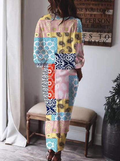 Women's Dresses Long Sleeve Multicolor Printed Temperament Shirt Dress - Maxi Dresses - INS | Online Fashion Free Shipping Clothing, Dresses, Tops, Shoes - 13/09/2021 - 30-40 - Category_Maxi Dresses