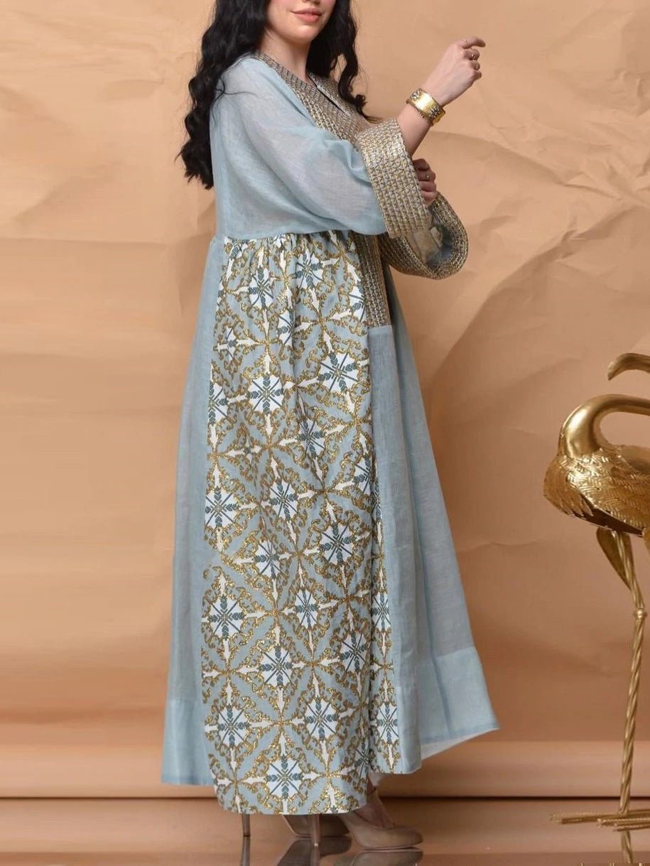 Women's Dresses Loose Print Breathable Long Sleeve Dress - Maxi Dresses - Instastyled | Online Fashion Free Shipping Clothing, Dresses, Tops, Shoes - 12/05/2022 - Casual Dresses - Color_Blue