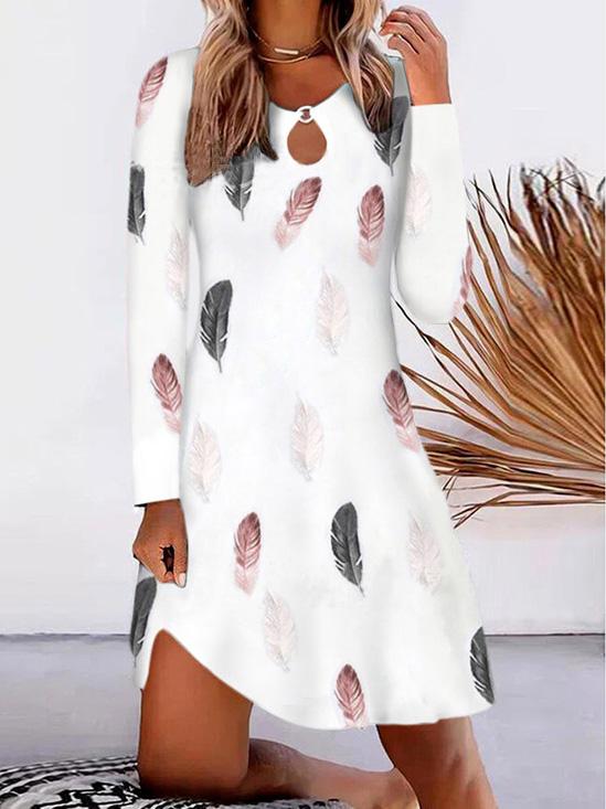 Women's Dresses Loose Printed Long Sleeve Split Dress - Mini Dresses - INS | Online Fashion Free Shipping Clothing, Dresses, Tops, Shoes - 10-20 - 21/08/2021 - Category_Mini Dresses
